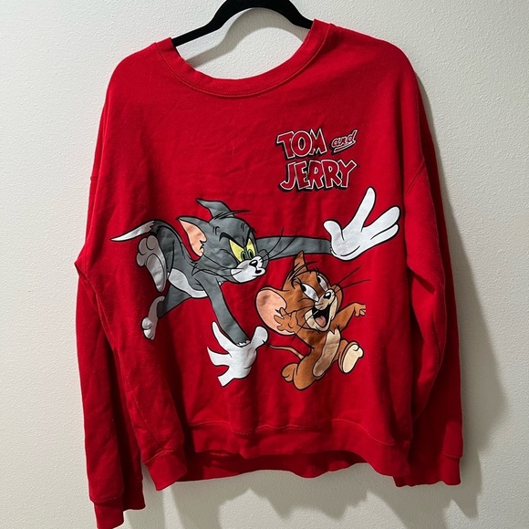 Tom and Jerry Red Sweatshirt, size XXL, EUC, looney tunes, cartoon characters - Picture 1 of 3